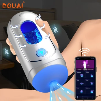 APP Kontrolli Automaatne Mees Masturbator Bluetooth Vibraator Blowjob Sex Machine Silikooni Tuppe Masturbatsioon Cup Sugu Mänguasjad Meestele