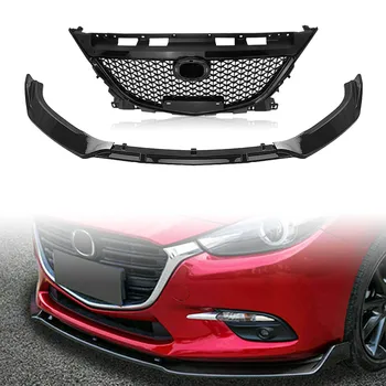 Näiteks Mazda 3 Axela 2014-2016 Mazda3 Must Kärgstruktuuri Ilme Auto Ülemine Iluvõre Grill+Esistange Alumine Spoiler Lip Splitter Tera Komplekt