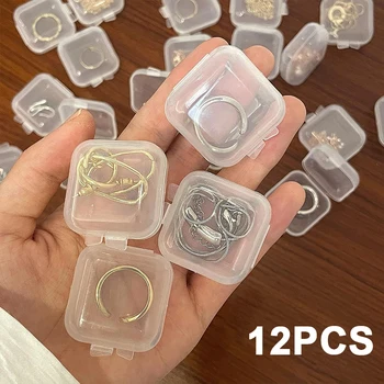 12tk Mini Kastid Square läbipaistvast Plastikust Ehteid hoiukarbis Konteiner Pakendite Kasti Kõrvarõngas Ringi Helmed Kogumise Väikesed Esemed