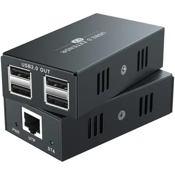 USB Extender Üle Ühe Ethernet Cat5e/6 kuni 50M USB RJ45 LAN Pikendus koos 4 USB 2.0 Hub Webcam Printer, Klaviatuur, Hiir