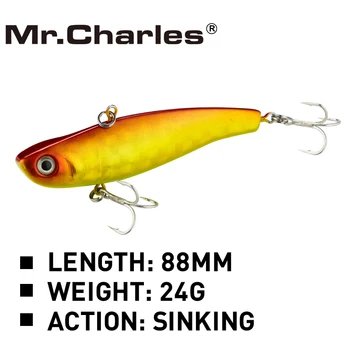 Mr. Charles ZC3611 Kalapüügi Peibutis 80mm/24g Hukku Raske Sööt VIB Kvaliteedi Professionaalsed Lepamaim Crankbait 3D Silmad Teravad Konksud