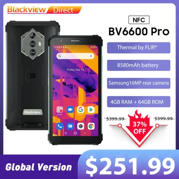 Blackview BV6600 Pro Karm Mobiiltelefoni Thermal Imaging Kaamera FLIR® Android 11 4GB+64GB 8580mAh Ülemaailmne Nutitelefoni