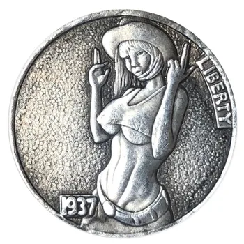1937 Lahe Tüdruk AB Suveniiride Müntide Kollektsiooni 3D Antiik Metallist Mälestus Morgan Hulkur Mündi Koopia Home Decor Uue Aasta Kingitused