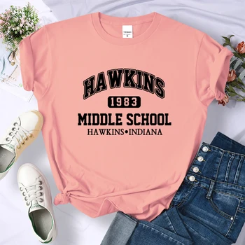 Hawkins 1983. Aasta Keskel Kooli Indiana Naiste T-Särgid Mood Vabaaja Tshirts Tänav, Hip-Hop Tee Rõivad O-Kaeluse Suvel Crop Top