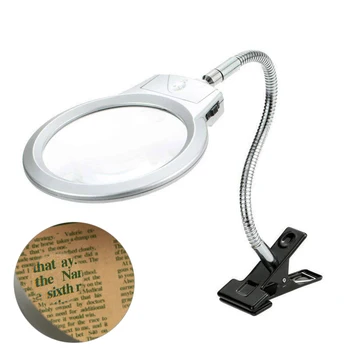Klipp Desktop Valgustusega Luup Luup LED Lamp Klipp Luup Luup Metallist Vooliku Lugemise Remondi Tööriist