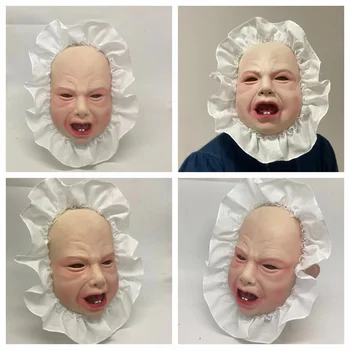 Uus Realistlik Nuttev Beebi Mask Halloween Baar Cosplay Prop Lateks Täis Peaga Nutt Näo Mask Tuba Kummitab Maja Õudus Mask