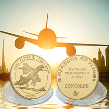 WR USA Viimase Lennu Concorde Kuldne Metallist Väljakutse Mündi Home Decor Maailma Esimene Ülehelikiirusega Lennuk 24k kullatud Münt