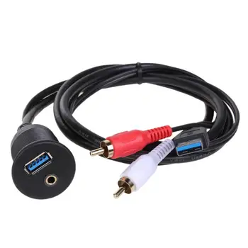 1m USB 3.0-3.5 mm AUX, et USB3.0 2 RCA Laiendamine Plii Flush Mount Kaabel Auto, Paat, Auto Armatuurlaua Paneeli Extender Juhe Traat Line