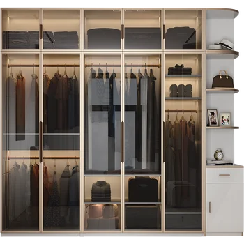Garderoob leibkonna magamistuba lihtne ja ökonoomne kerge luksuslik klaasist uks kombineeritud riidekapp