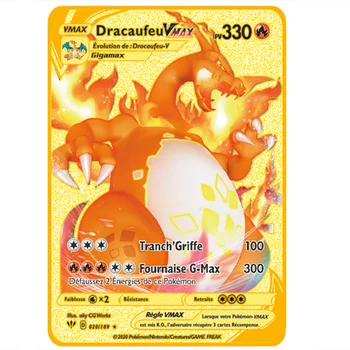 Pokemon Card Pv Prantsuse Anime Pokemon Gold Kaardile V Vmax Mewtwo Dracaufeu Florizarre Evoli Mäng Battle Carte Laste Mänguasjad Kaarten 7