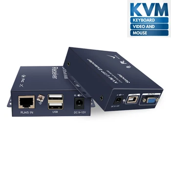 1080P 60Hz USB-VGA-KVM Extender Üle Cat5e/6 Etherneti Kaablit Kuni 100M/200M/300M VGA USB-Saatja, Toetab USB klaviatuuri, hiirt