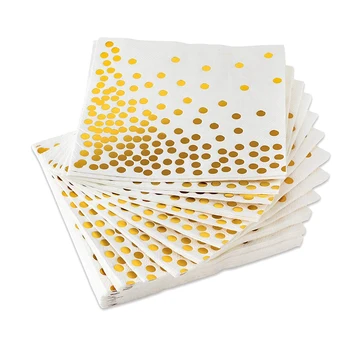 Kuld Dot Kokteili Salvrätikud (50 Pack)3-Kihiline Paberist Salvrätikud koos Gold Foil Polka Dots Ideaalne Sünnipäeva, Baby Shower, Pruudi