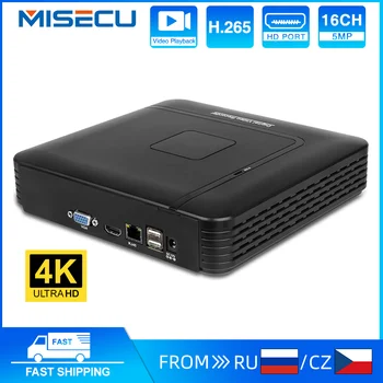 MISECU H. 265+ Mini NVR 16CH 8MP 4K/5M/4M/3M/1080P Väljund IP Security Camera Kit videosalvesti liikumistuvastus P2P Onvif